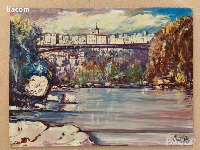 СТОЯН АТАНАСОВ масло В. Търново, снимка 4 - Картини - 33816065