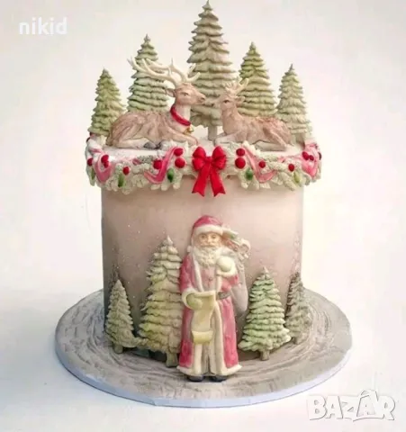 Изправен висок Дядо Коледа коледен силиконов молд форма фондан шоколад гипс, снимка 4 - Форми - 48018776