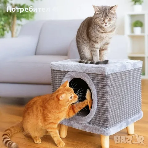 Катерушка за котки 3 в 1 - меко легло, играчка и драскалка, снимка 2 - За котки - 55905029
