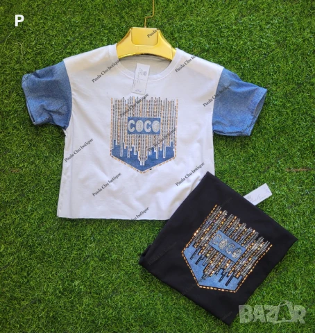 Кроп топ къс топ с дънкови ръкви, снимка 4 - Тениски - 51214333