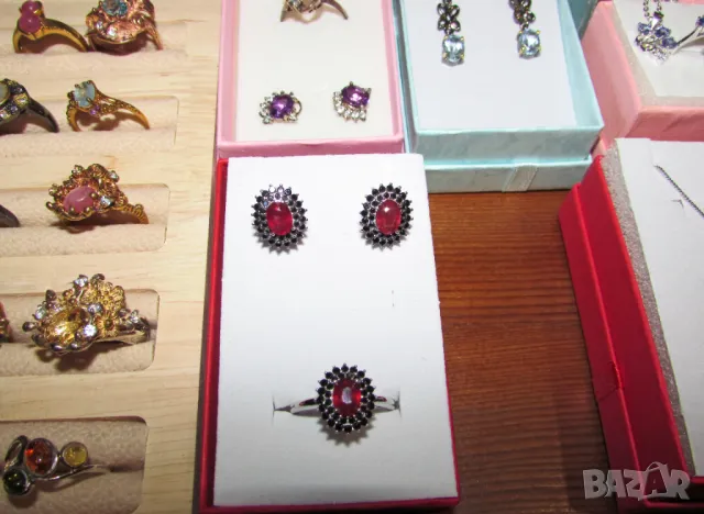 925 сребърен комплект с рубини, подходящ за подарък , снимка 4 - Подаръци за жени - 49944089