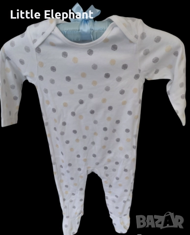 Цяла пижамка ромпър за 6-9 мес момченце точки,кафяво и сиво,колекция"Points",Англия/нова