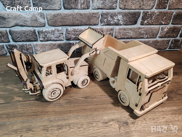 Комплект дървени модели – Багер и Самосвал – Craft Camp, снимка 4 - Коли, камиони, мотори, писти - 52738765
