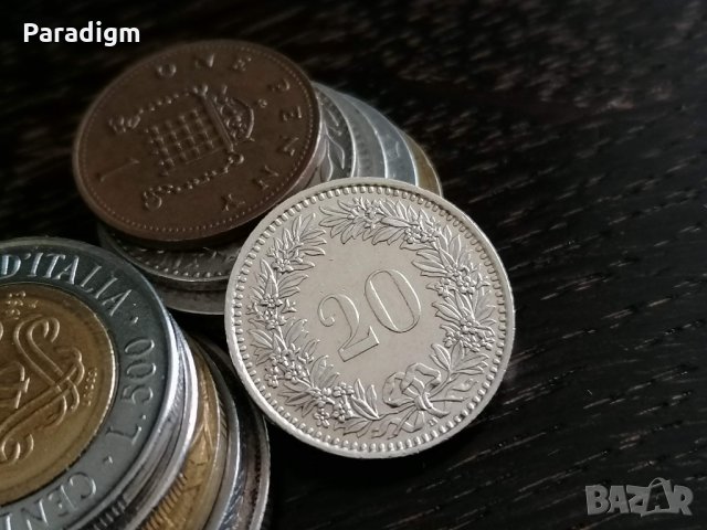 Монета - Швейцария - 20 рапен | 1989г.