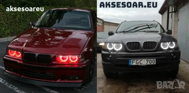 Ангелски очи многоцветни RGB LED Фарове Angel Eyes DRL за кола пръстени 2x131 и 2x146 mm рингове , снимка 7 - Аксесоари и консумативи - 48038627