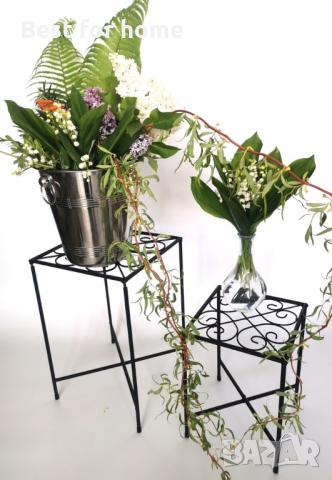 Метални маси/ поставки за растения и декорация- комплект от 2 бр., снимка 2 - Декорация за дома - 36081615