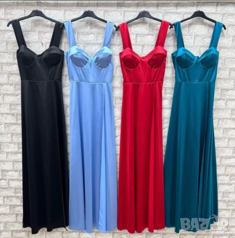 💎Дълги сатенени рокли с цепка 💎 