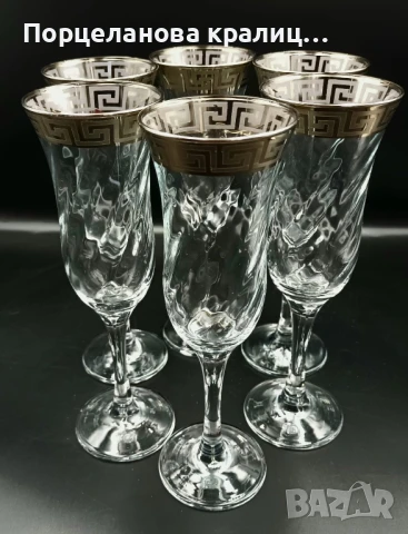 Елегантен комплект от 6 чаши за шампанско Versace, снимка 8 - Чаши - 51044911