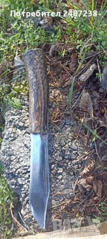 Масивен ловен нож,с кокалена дръжка 