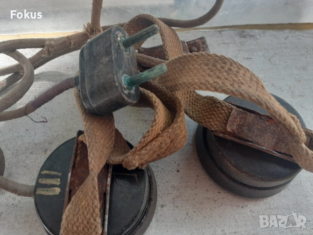 Стари слушалки от радио или радиостанция предполагам военни, снимка 3 - Антикварни и старинни предмети - 53329988