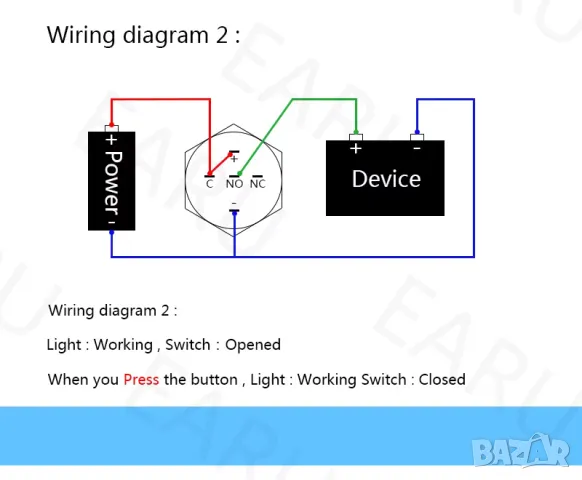 Метален прекъсвач с подсветка - 16mm/червен/230V, снимка 9 - Друга електроника - 48335229