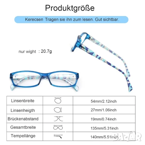 5 чифта очила за четене, стилни рамки с шарка, модни дамски очила за жени, + 0.5, снимка 8 - Слънчеви и диоптрични очила - 51423608