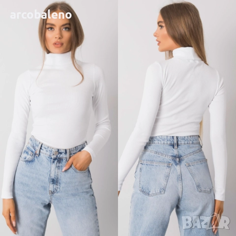 Дамска блуза с оребрена яка Elisee, 6цвята , снимка 2 - Блузи с дълъг ръкав и пуловери - 52370517