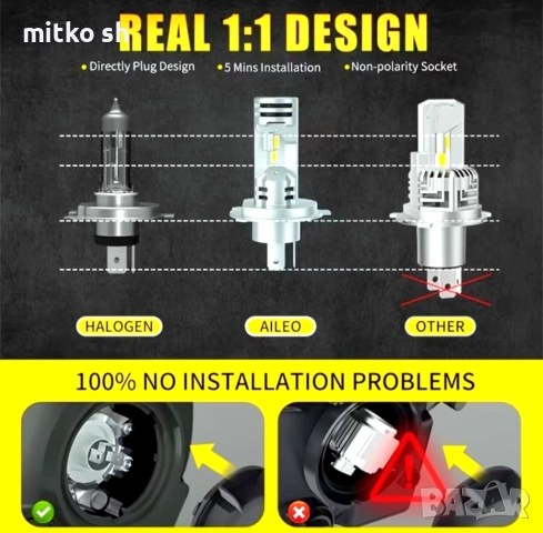 H4 Led автомобилни крушки, снимка 3 - Аксесоари и консумативи - 52892842