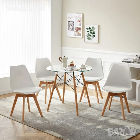 ПРОМОЦИЯ Модерна кръгла маса от закалено стъкло – стилна, практична и универсална RAY-1TR-HY, снимка 2 - Маси - 52825983