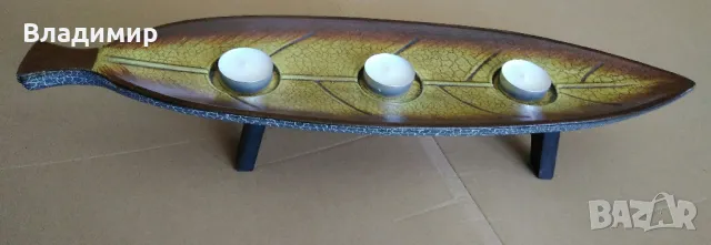 Декоративна дървена поставка за чаени свещи