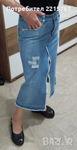 Пола сива от тюл и дълга дънкова пола., снимка 11 - Поли - 46378331