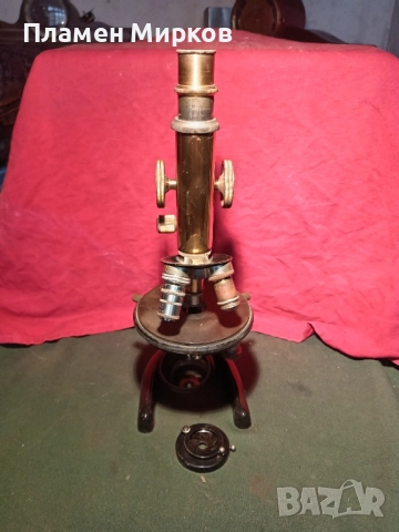 Антикварен германски бронзов микроскоп, снимка 2 - Колекции - 51789520