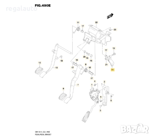 49821-84A50-000,4982184A50,вилка за педал съединител SUZUKI JIMNY SN415VD,2004-, снимка 2 - Части - 51806666