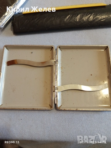 Ретро метална табакера с кожа за КОЛЕКЦИЯ ДЕКОРАЦИЯ 20737, снимка 3 - Други ценни предмети - 52263827