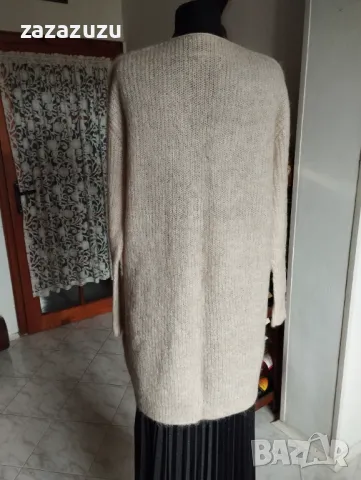 BIK BOK мохер и вълна, дълга дамска жилетка, цвят пудра, снимка 4 - Жилетки - 47546775