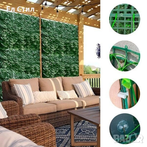 Ограда от зелени листа - панел за уединение с реалистичен вид 3 x 0,5 м, снимка 5 - Огради и мрежи - 53565268
