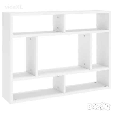 vidaXL Стенен рафт, бял, 75x16x55 см, инженерно дърво