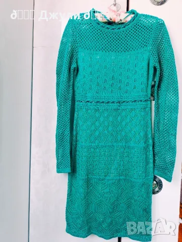 Рокля с камъни от памучно плетиво, снимка 18 - Рокли - 49300672