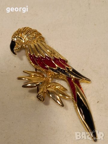 Емайлирана брошка папагал, снимка 2 - Други - 44164797