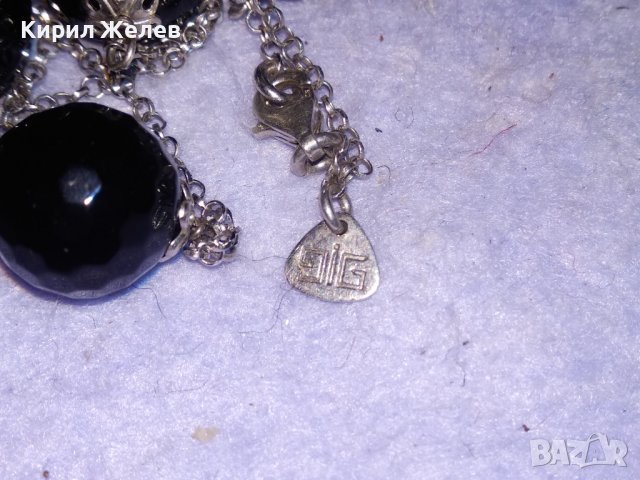 РАЗКОШНО МАРКОВО СКЪПОЦЕННО СРЕБЪРНО ИТАЛИАНСКО КОЛИЕ СРЕБРО 925 с ФАСЕТИРАН ЧЕРЕН ОНИКС 37104, снимка 6 - Колиета, медальони, синджири - 41336838