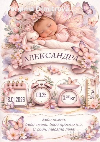 Бебешка визитка за момиче