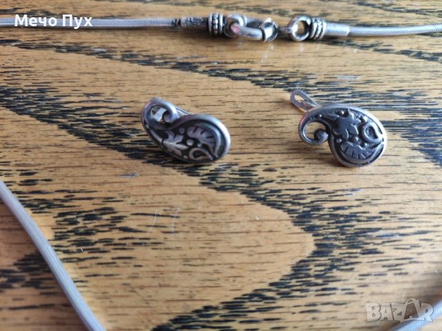 Сребърен комплект - колие и обеци (2), снимка 3 - Бижутерийни комплекти - 39891365