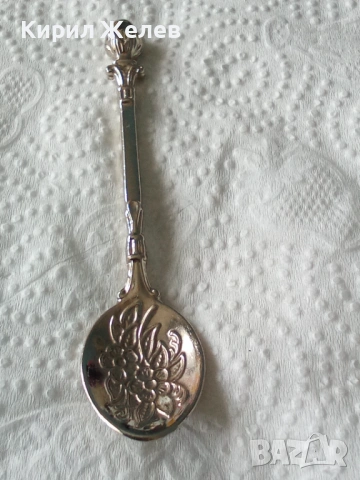 Лъжичка гравирани флорални мотиви 53818, снимка 4 - Антикварни и старинни предмети - 53578118