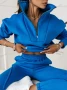 Дамски комплект анцуг в кралско син цвят с яка Leitta , снимка 5