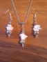 Прекрасен Бохо комплект бижута обеци и колие с рядки бели естествени Корали и орнаменти цвят сребро , снимка 7