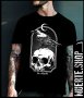 Черна тениска с щампа CROW WITH SKULL LA MUERTE, снимка 1 - Тениски - 41046951