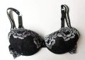 MED луксозен черен сутиен със сива дантела и камъни, снимка 8