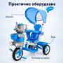 Детска триколка Слонче със сенник и родителска дръжка, синя, снимка 5