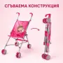 Сгъваема розова количка тип чадър за кукли с еднорог, снимка 3