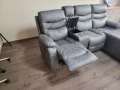 Сив ъглов диван от плат с лежанка с ръчен релаксиращ механизъм, снимка 7