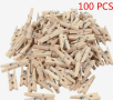 Дървени мини щипки 25 мм, 100 броя , снимка 2