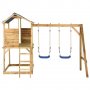 Къща за игра с люлки и стълби борово дърво - безплатна доставка, снимка 1 - Градински мебели, декорация  - 40048368