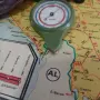 Армейски двустранен курвиметър КМ-59.А – СССР, отличен, с кожен калъф, снимка 4