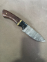 Ловен нож от Дамаска стомана с дръжка от палисандрово дърво и  кожена кания, снимка 6