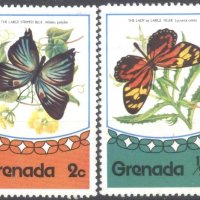 Чисти марки Фауна Пеперуди 1975 от Гренада, снимка 1 - Филателия - 39611552