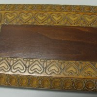 № 6916 стара дървена кутия  - с резбовани орнаменти  - размер 26 / 15 / 5,5 см, снимка 2 - Други ценни предмети - 40172563