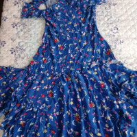 Страхотна синя дълга  рокля на цветя, снимка 2 - Рокли - 36124779