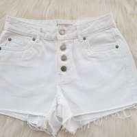 Бели къси дънки с висока талия размер S, снимка 6 - Панталони - 41681647