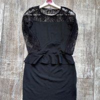 нова черна еластична дантелена дантела  парти коктейлна рокля по тялото от еластична материя пеплум, снимка 3 - Рокли - 42458329