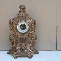 Немски механичен часовник бронз с позлата, снимка 1 - Антикварни и старинни предмети - 41374315
